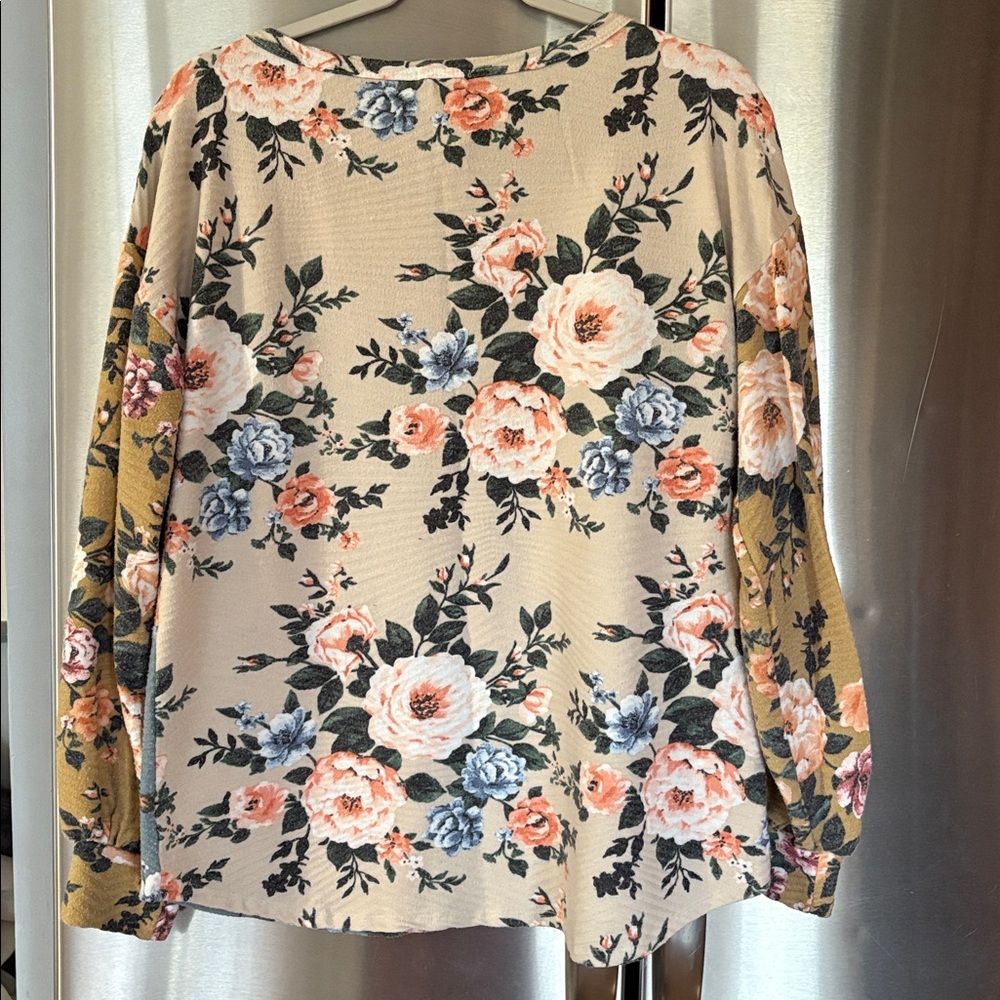 BiBi Multicolor Floral Long Sleeve Top - Picture 3 of 5